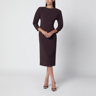Andamane Abito midi rouge noir con spalle arrotondate