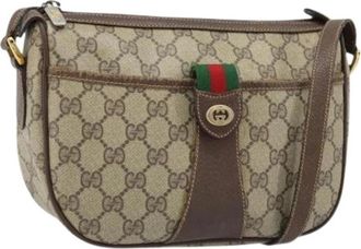 Gucci Pre-owned Vintage GG Canvas Schoudertas - Dames - Vintage Schoudertas - Beige - ONE Size - Leer - Vintage