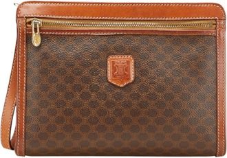 Celine Macadam Brown Pvc Leather Clutch Bag (Pre-Owned)