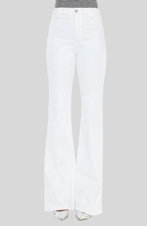 Kancan Celia Ultra High Rise Wide Flare Jeans in White at Nordstrom, Size 30
