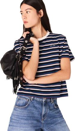 Maje Striped T-shirt in White/navy at Nordstrom, Size Medium