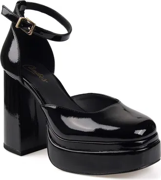 Candie's Topanga Ankle Strap Platform Pump in Blkfx at Nordstrom, Size 11