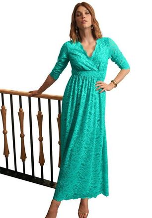 Jessica London Stretch Lace Maxi Dress in Aqua Sea at Nordstrom, Size 26