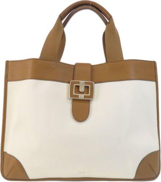 Anya Hindmarch Brown White Canvas Tote Bag (Pre-Owned)