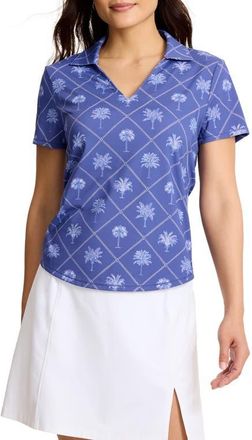 Tommy Bahama IslandZone Abby Getaway Frond Johnny Collar Polo in Sanibel Blue at Nordstrom, Size X-Small
