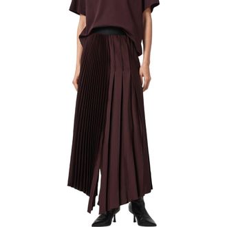 AllSaints Jax Pleated Maxi Skirt in Oxblood Red at Nordstrom Rack, Size 0 Us / 4 Uk