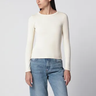 Flore Flore T-shirt a maniche lunghe Max in cotone biologico bianca