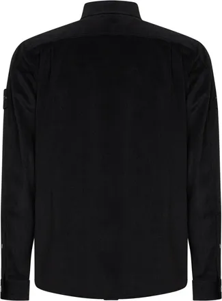 Stone Island Mens Overshirt Micro-Corduroy Black Cotton Shirt