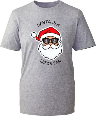 Generic Santa is A Leeds Fan T-Shirt, Cheerful Santa Glasses and Ball Graphic, Festive Xmas 2025 Celebration Gift Unisex Tee (Heather Grey, XL)