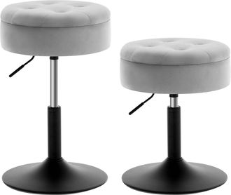 Woltu 2x Taburetes De Bar Con Altura Regulable Y Almacenamiento, Gris Claro - Woltu