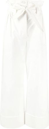 Max Mara paper-bag waist trousers - women - Cotton/Elastane - 36 - White