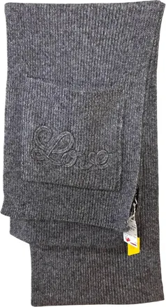 Jocelyn Womens Knit Embroidered Love Scarf With Fringe In Charcoal