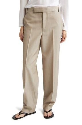 Nellie Partow Morrison Straight Leg Virgin Wool Pants in Oat at Nordstrom Rack, Size 10