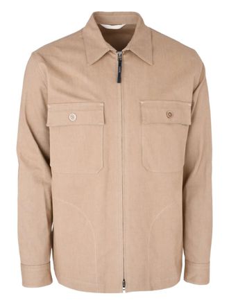 120% Lino pocket zip jacket - men - Cotton/Elastane - L - Neutrals