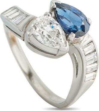 Luxury Bazaar Platinum 1.30ct Diamond and Sapphire Ring MF22-050526