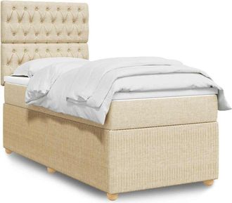 vidaXL Cama Box Spring Con Colch&oacute;n Tela Color Crema 90x190 Cm Vidaxl