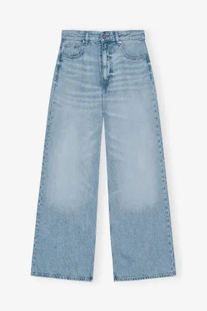 Ganni Blue Baggy Wide Jeans in Light Denim - Size 24 Organic Cotton