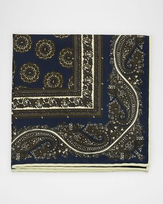 Dunhill Men & apos;s Paisley Medallion Mulberry Silk Pocket Square