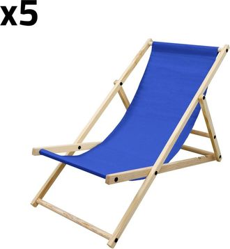 ECD Germany 5x sillas de playa azul oscuro madera pino tejido oxford carga 120kg