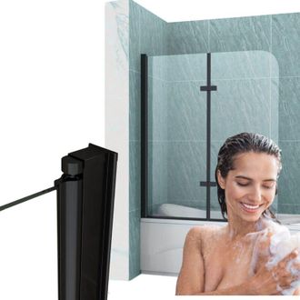 Desconocido Mampara De Ba&ntilde;o Marion 2 Alas 100x140 Movible Negra