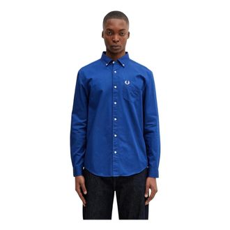 Fred Perry Overhemden, Heren, Blauw, M, Casual Shirts