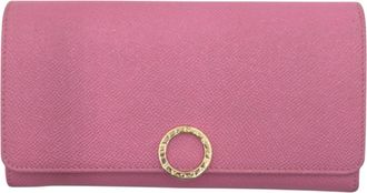 Bulgari Pink Leather Long Wallet (Bi-Fold) (Pre-Owned)
