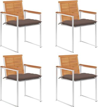 vidaXL Sillas De Jard&iacute;n Y Cojines 4 Unidades Madera Maciza De Acacia Vidaxl