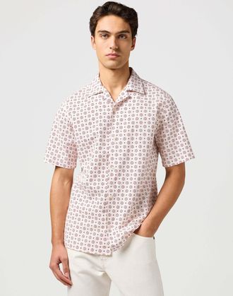 Wrangler Kurzarmhemd WRANGLER WRANGLER Kurzarmhemd Ss Resort Shirt, Herren, Gr. M, N-Gr, rosa, Obermaterial: 100% Baumwolle CO., Hemden Kurzarmhemd