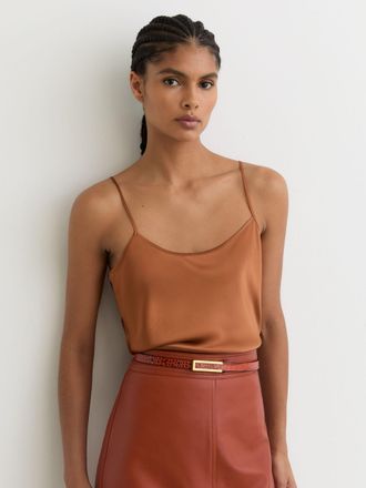Reiss Rust Orange Silk Cami Top, 18
