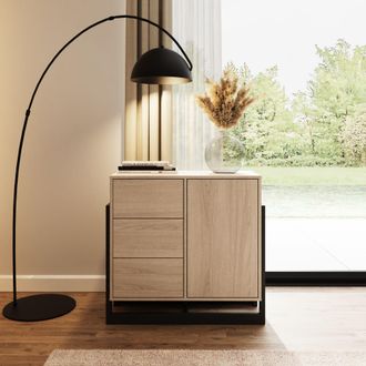 GFW Taite 1 Door 3 Drawer Sideboard in Light Oak