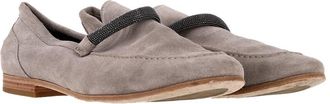 Brunello Cucinelli Womens Suede Embellished Penny Loafer (Authentic Pre- Loved)