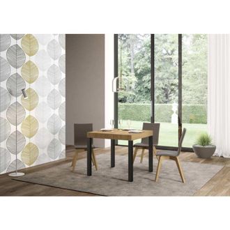 Itamoby Tavolo everyday Allungabile piano Quercia Natura 90x90 Allungato 246 telaio Antracite