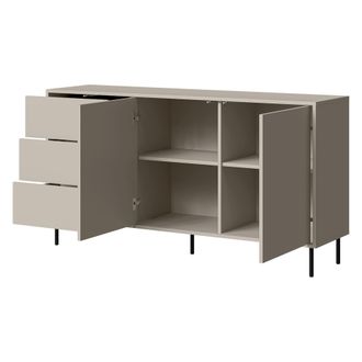 Dmora Credenza Civezza, Alacena 3 Cajones, 2 Estantes, Puerta Abatible, Corredera, 150x39x80h Cm Beige
