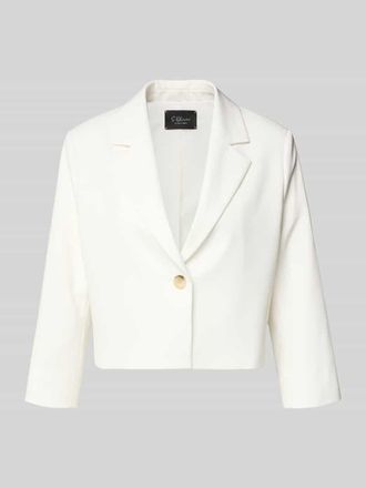 s.Oliver Black Label Regular Fit Kurzblazer mit 1-Knopf-Verschluss in Weiss, Gr&ouml;&szlig;e 34