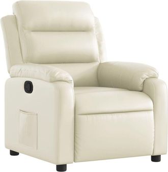 vidaXL Sill&oacute;n Reclinable De Cuero Sint&eacute;tico Crema Vidaxl