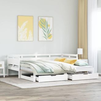 Berkfield Home Daybed with Trundle & Drawers without Mattress White 90x200 cm