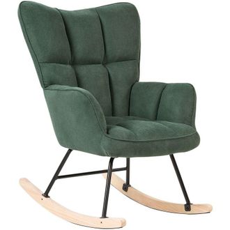 Beliani Beliani - Modern Rocking Chair Polyester Fabric Upholstery Wooden Rockers Dark Green Oulu