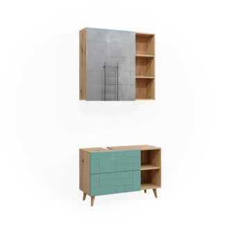 Vicco Conjunto De Muebles De Ba&ntilde;o Rudi, Verde Menta, 2 Piezas