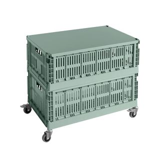 HAY Colour Crate Beistelltisch auf Rollen, large, salbeigr&uuml;n, recycled