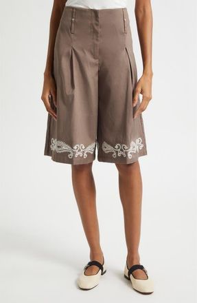 Stine Goya Embroidered Canvas Walking Shorts in Cherries On A Paisley at Nordstrom, Size X-Small