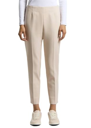 PESERICO Double Technical Fabric Cigarette Trousers In Opal White
