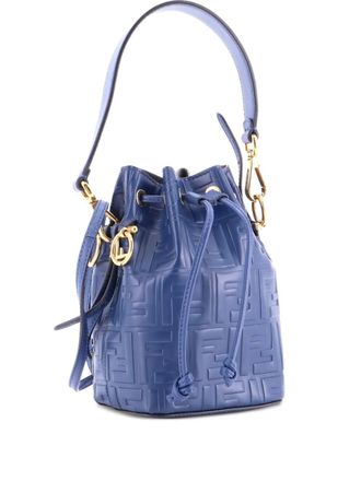 Fendi Mon Tresor Zucca Embossed Leather Mini bucket bag - Blue