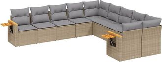 vidaXL Juego De Sof&aacute;s Jard&iacute;n Con Cojines Beige 10 Pzas Rat&aacute;n Sint&eacute;tico Vidaxl