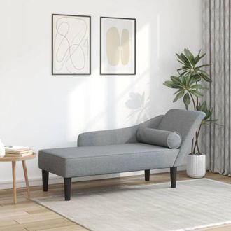 vidaXL Chaise Longue con Cuscini Grigio Chiaro in Tessuto - Vidaxl