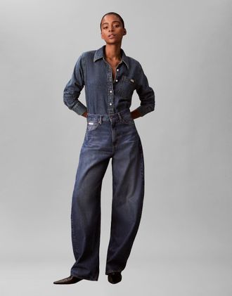 Calvin Klein Jeans Jeans super bombati in denim scuro-Blu navy