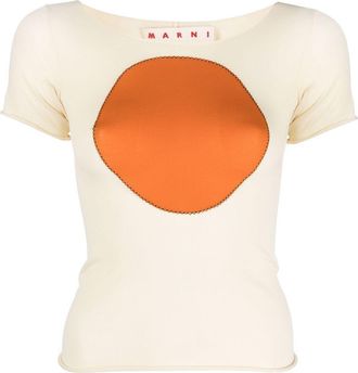 Marni contrast patch T-shirt - women - Polyamide - 42 - Neutrals