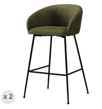 Moloo Silla de bar de tela verde (x2)