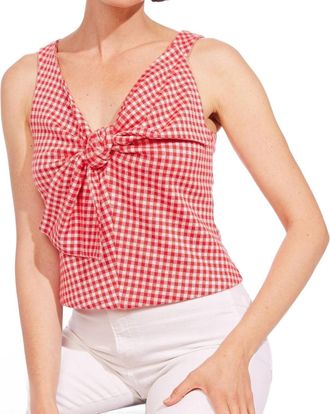 Eva Franco Gingham Plaid Bow Top In Pink