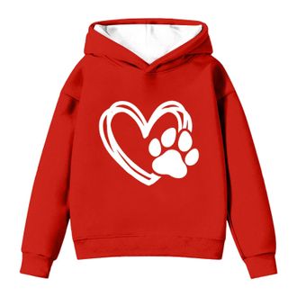 Generic Hoodies for Girls Uk Dog Paw Print Sweatshirt Long Sleeve Hooded Lightweight Soft Jumpers Casual Drawstring Pocket Oversized Fashion Loose Baggy Overs