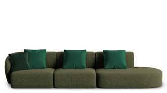 BLOOMINGLOFT 4-Sitzer Designsofa,,Chiara Chenille mit Ottomane - Rechts